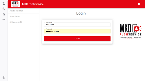 Anmeldung beim MKD Pushserver
